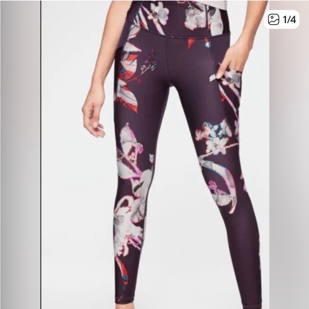 Athleta Piha Floral Lotus Print Leggings S | Yoga Activewear High Waist